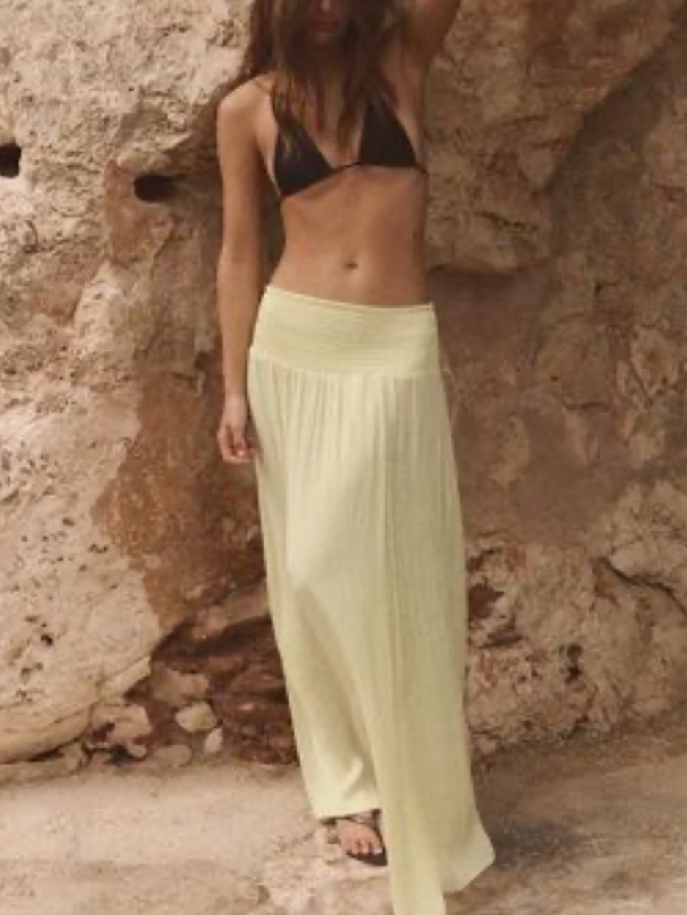 Zara Pale Yellow Maxi Skirt - Flowing Beachwear